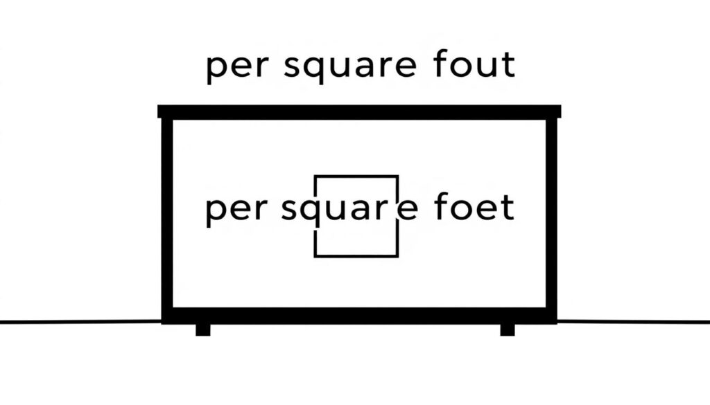 A modern, clean-lined and minimalist illustration depicting "per square foot" pricing for a portable home. The frame is set against a soft, muted background, with a subtle gradient or textured surface to add depth and visual interest. In the foreground, a simple line graphic or icon representing a square foot measurement, rendered in a bold, geometric style. The overall composition is balanced and harmonious, with a focus on conveying the key concept of portable home pricing per square foot in a clear, elegant manner.