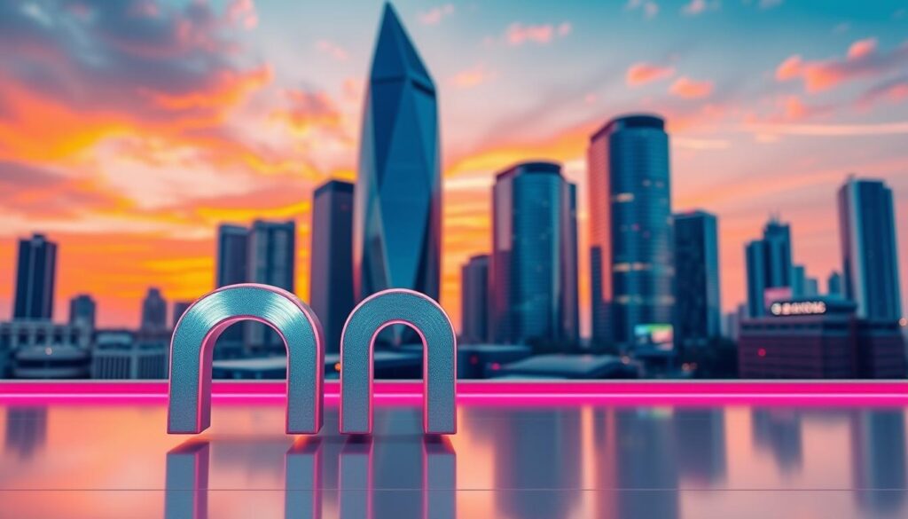 A sleek, modern cloud computing platform against a backdrop of a vibrant, futuristic cityscape. In the foreground, the n8n logo shines with a metallic luster, its bold lettering conveying a sense of technological prowess. The platform's interface is depicted with clean, minimalist graphics, hinting at the efficient and intuitive user experience. In the middle ground, skyscrapers reach towards the sky, their glass facades reflecting the vibrant hues of the setting sun. The overall atmosphere is one of progress, innovation, and the seamless integration of technology into everyday life.