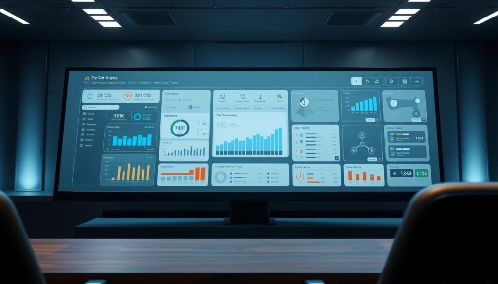 A sophisticated business control panel with a sleek, high-tech interface. The foreground features a central dashboard displaying real-time analytics and performance metrics, with customizable widgets and intuitive controls. The middle ground showcases a range of modular tools for managing users, permissions, and security settings, all presented in a clean, minimalist design. The background depicts a subtle, volumetric lighting setup, creating a sense of depth and professionalism. The overall atmosphere conveys a sense of power, efficiency, and enterprise-grade governance, perfectly suited for a self-hosted business solution.