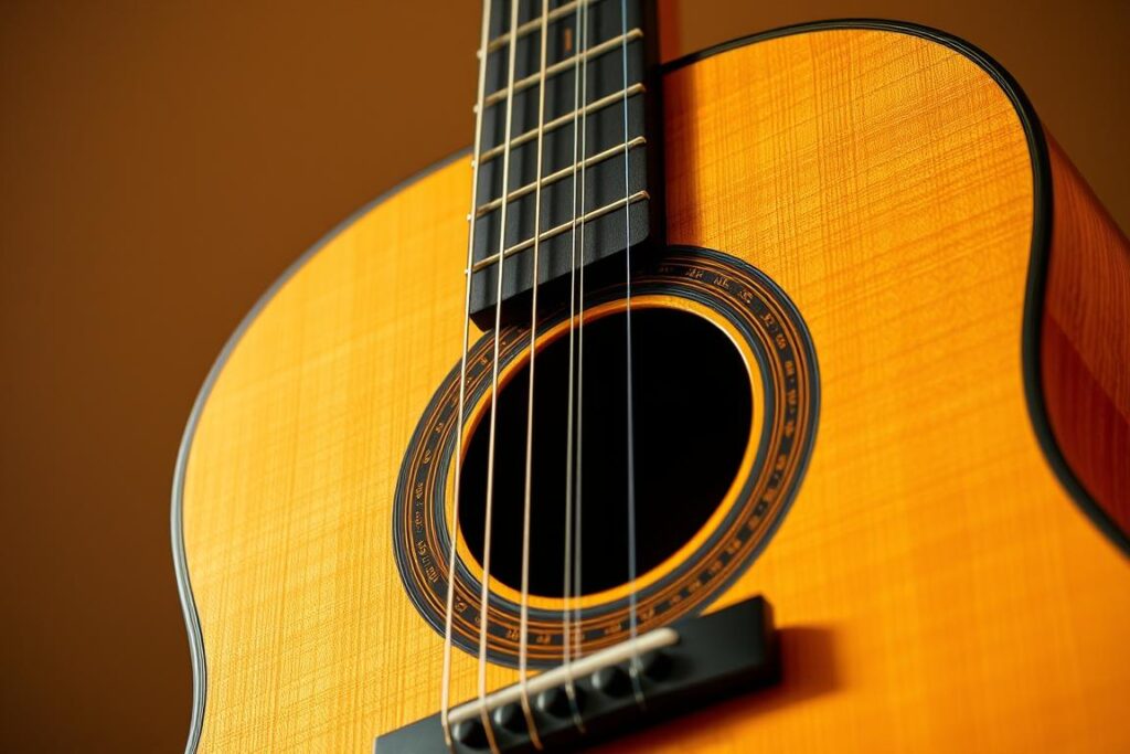 Classical guitar with nylon strings and wider neck