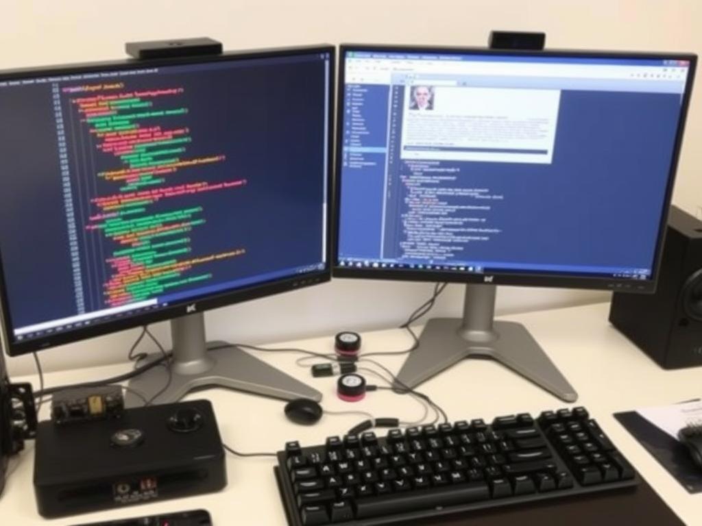 Dual monitor setup for programming and coding