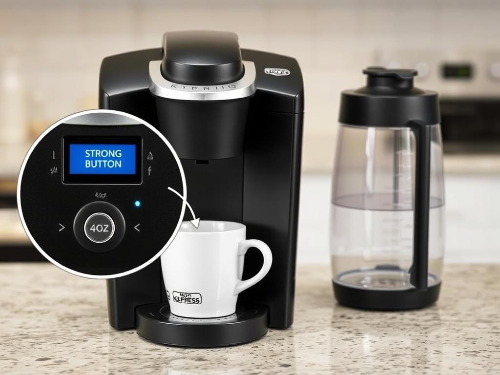 Keurig K-Express coffee maker highlighting the Strong Button feature