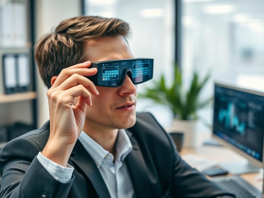 Person using AI glasses for hands-free productivity