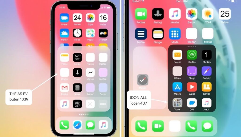 Side-by-side comparison of iOS 26 and iOS 25 interfaces highlighting key differences