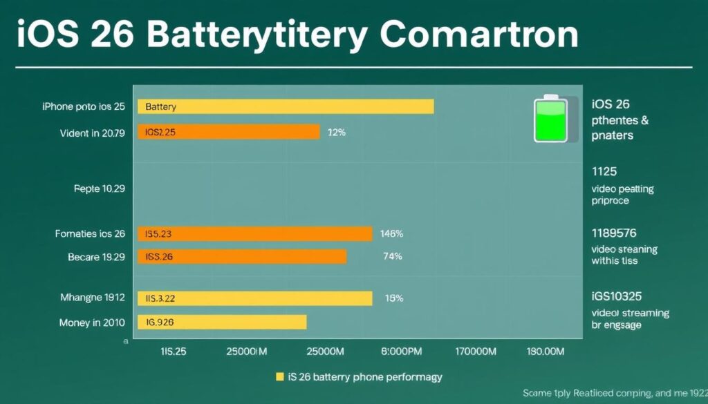 iOS 26 battery performance comparison chart showing battery life across different iPhone models