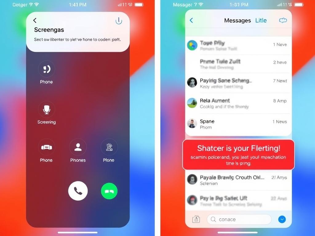 iOS 26 communication features showing spam filtering and call screening