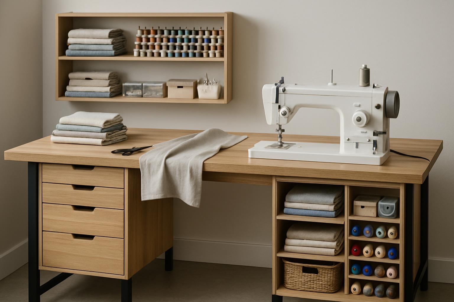 Professional Sewing Table Setup with Storage